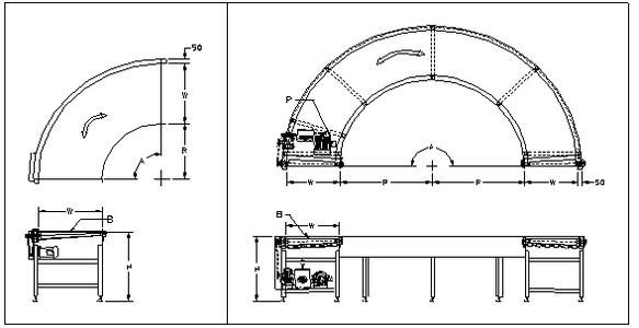 轉(zhuǎn)彎皮帶輸送機設(shè)計圖紙