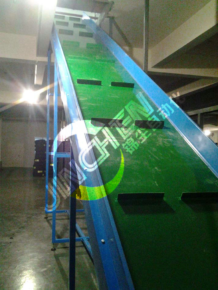 爬坡到二樓的皮帶輸送機